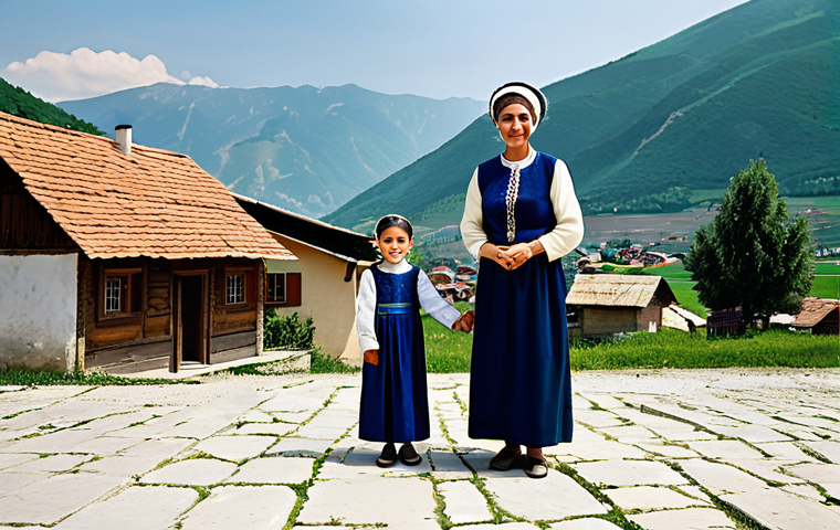 코소보에서 조심해야 할 것 - A fully clothed female tourist in modest attire, observing the architecture of Pristina, Kosovo, dur...